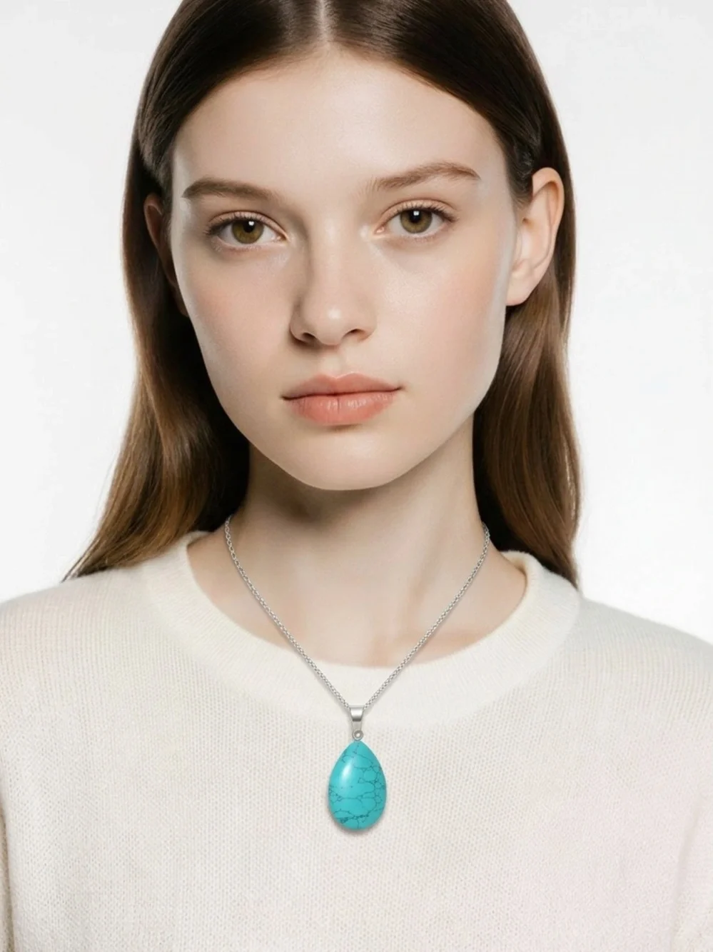 Sterling silver natural crystal necklace 18”